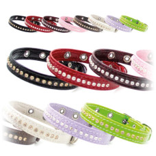 Нашийник вініл-шкіра зі стразами "VIP 17"