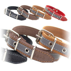 Нашийник шкіряний зі світло-відбивною стрічкою ОО