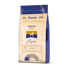 Fitmin dog maxi puppy 12 kg / повноцінний корм для цуценят від 2-х до 5-ти місяців, вагітних і лактуючих сук великих порід, 12 кг