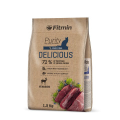 Fitmin cat Purity Delicious/ смачний комплексний корм із ретельно підібраних інгредієнтів для вибагливих дорослих котів (дичина), 1,5 кг